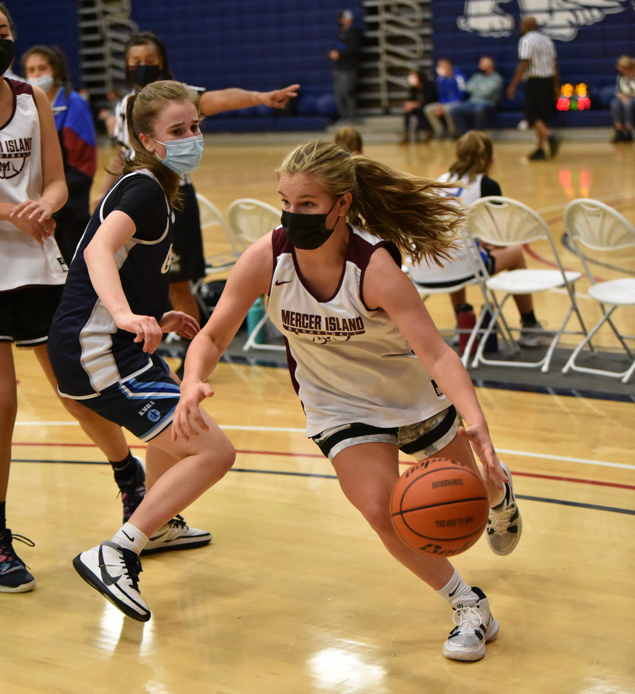 Mercer Island High School junior captain Caley Newcomer is the team’s starting guard/point guard. Photo courtesy of Brad Newcomer