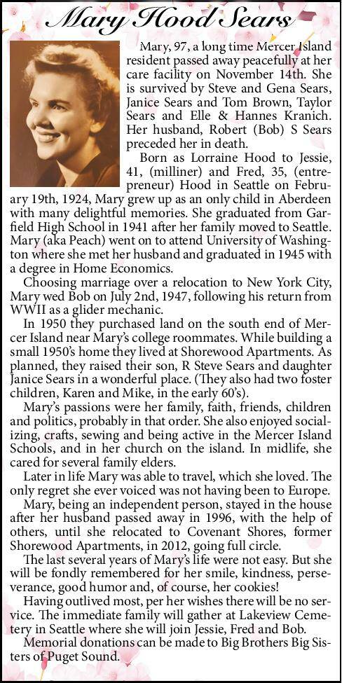 Mary Hood Sears | Obituary