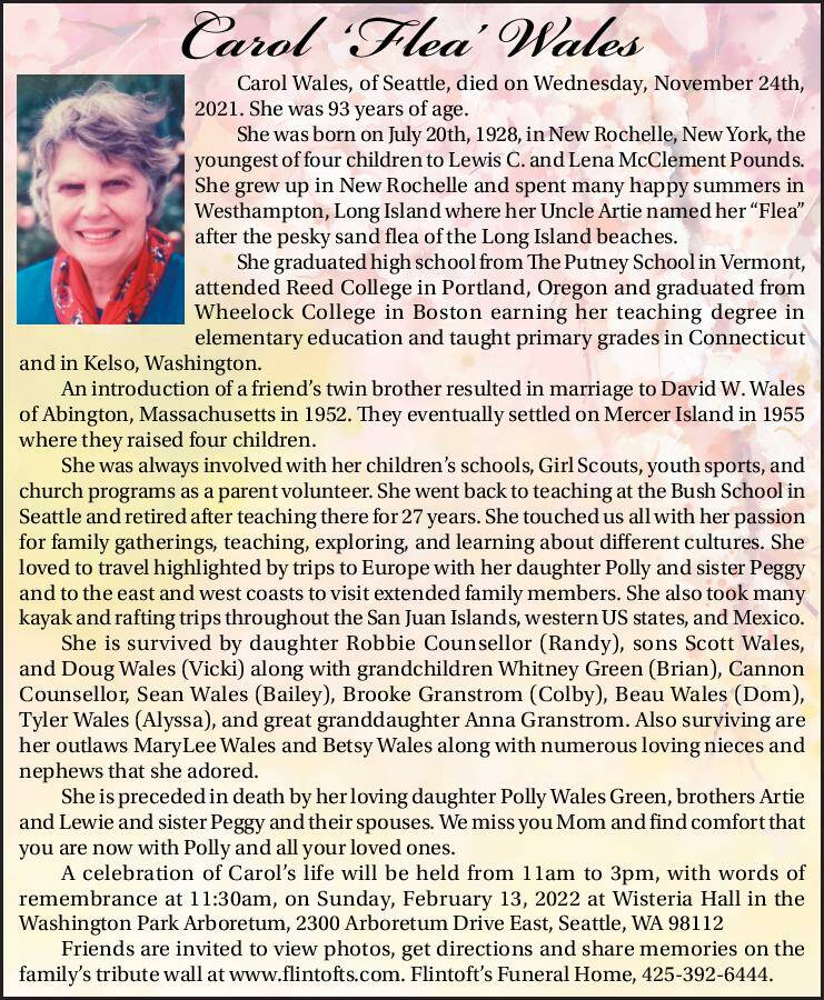 Carol "Flea" Wales | Obituary