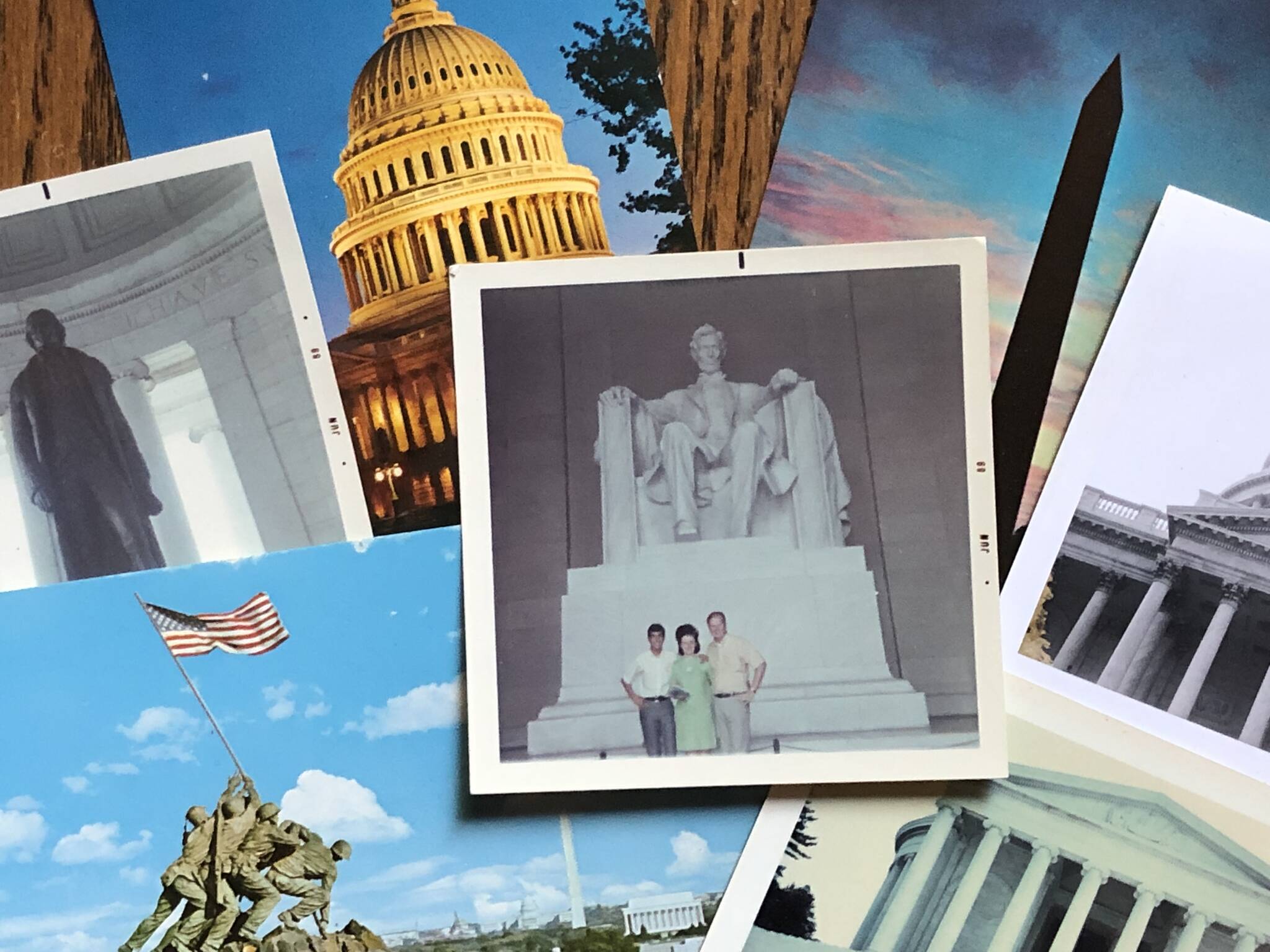 Postcards and snapshots from Greg’s first visit to Washington DC and the Lincoln Memorial.