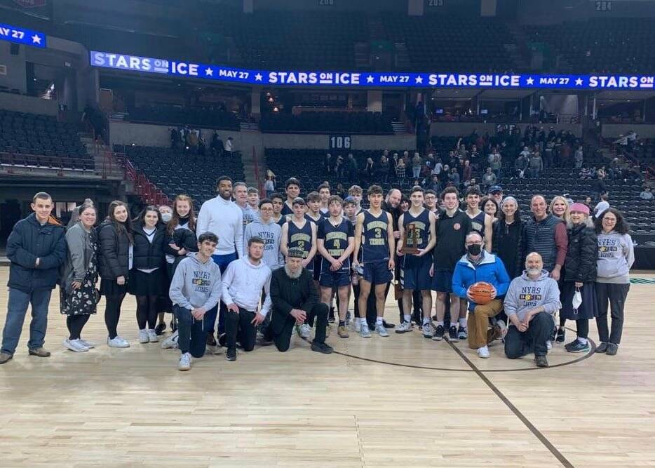 Northwest Yeshiva High School placed fifth at the 1B boys state basketball tournament at the Spokane Veterans Memorial Arena. Photo courtesy of the Northwest Yeshiva High School Facebook page
