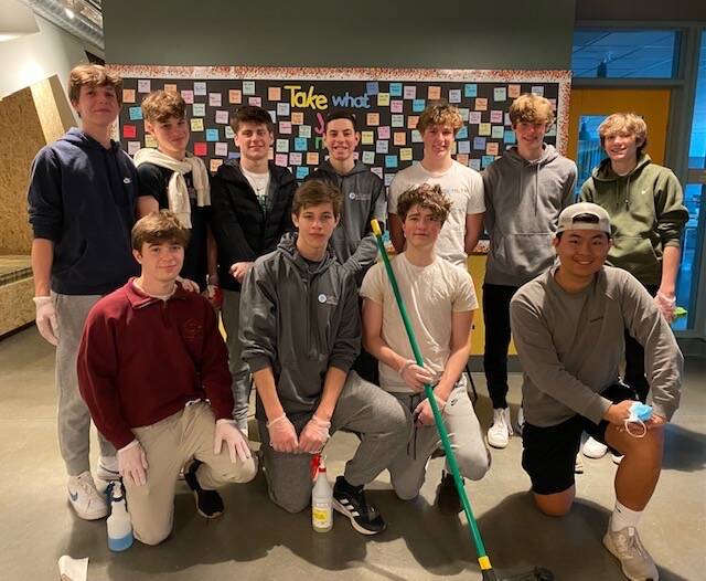 National League of Young Men on Mercer Island members recently volunteered at Mary’s Place in Seattle by cleaning and assembling toiletry care packages. They are, back row, left to right: Cody Fosseen, Matthew Loeser, Graham Givan, Alexander Singh, Jack Sieckhaus, Woody Brown and Douglas Stovall. Front row, left to right: Zachary Geisner, Joe McCormack, Oliver Bellin and Logan Hsu. Photo courtesy of Sharon Singh
