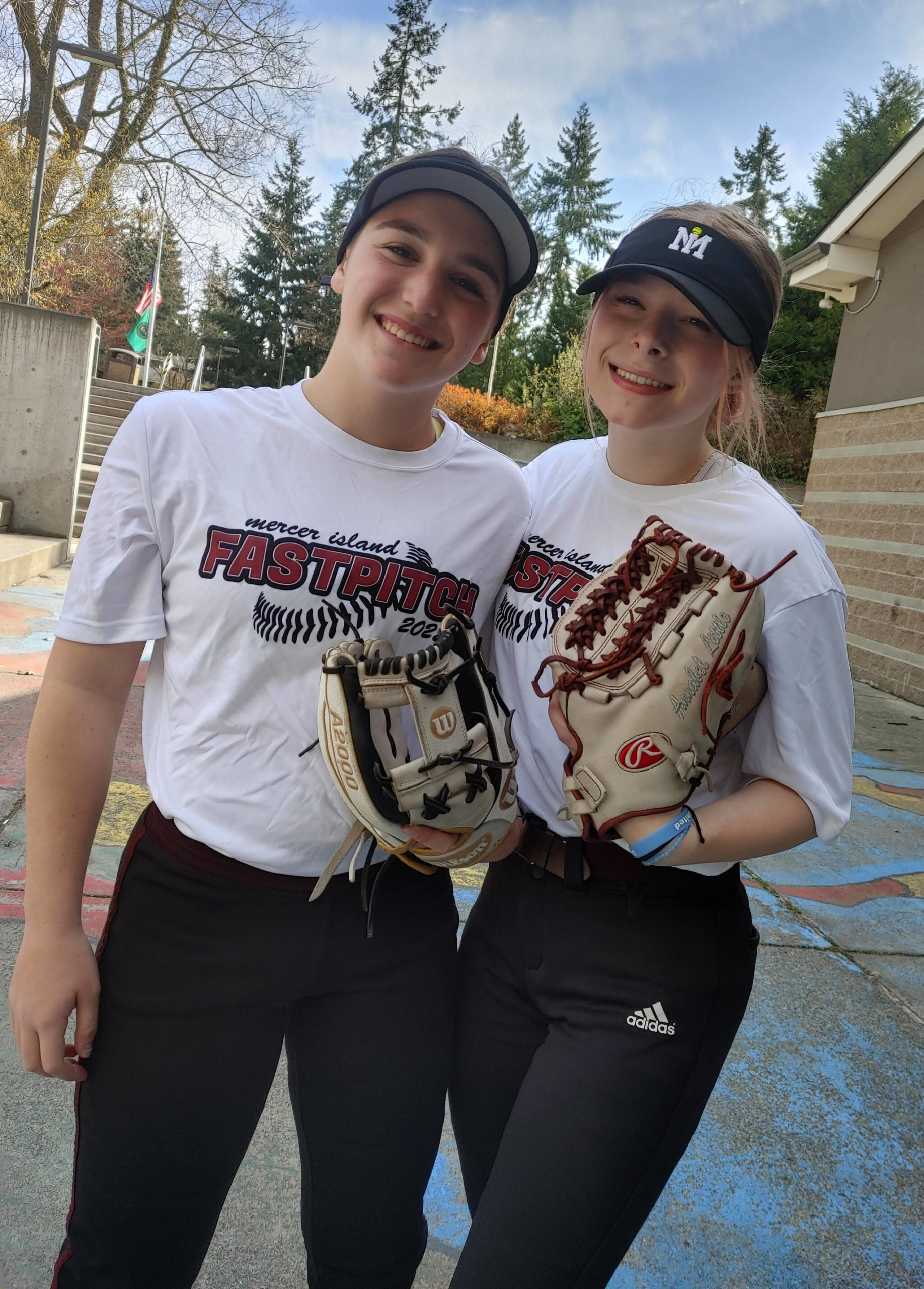 Mercer Island High School fastpitch softball players Joey Lurie, left, and Annabel Little. Andy Nystrom/ staff photo