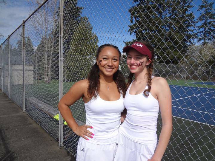 From left, Mercer Island High School tennis captains and four-year varsity starters Ella Simpson and Ava Chatalas. Courtesy photo