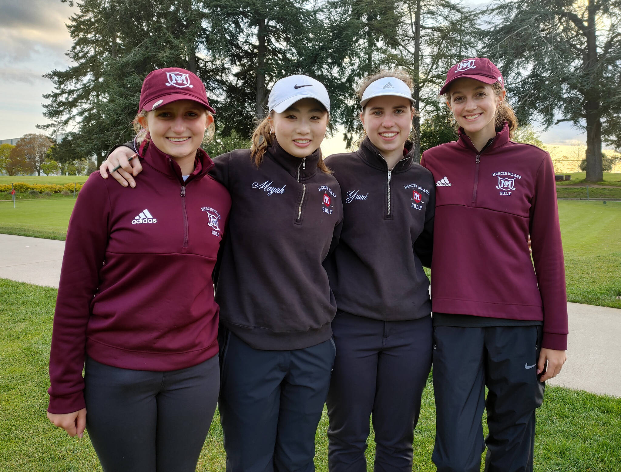 Mercer Island High School golfers, from left, Lucia Morelli, Mayah Park, Yumi Baston and Elle Evans. Andy Nystrom / staff photo