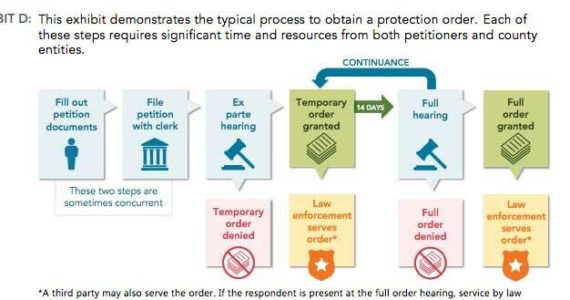 A flow chart showing the protection order process (Screenshot from King County Auditor’s Office report)