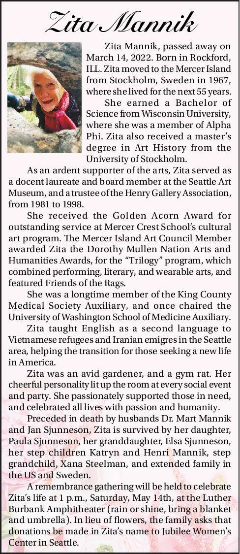 Zita Mannik | Obituary