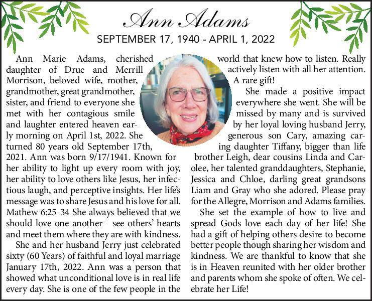 Ann Adams | Obituary