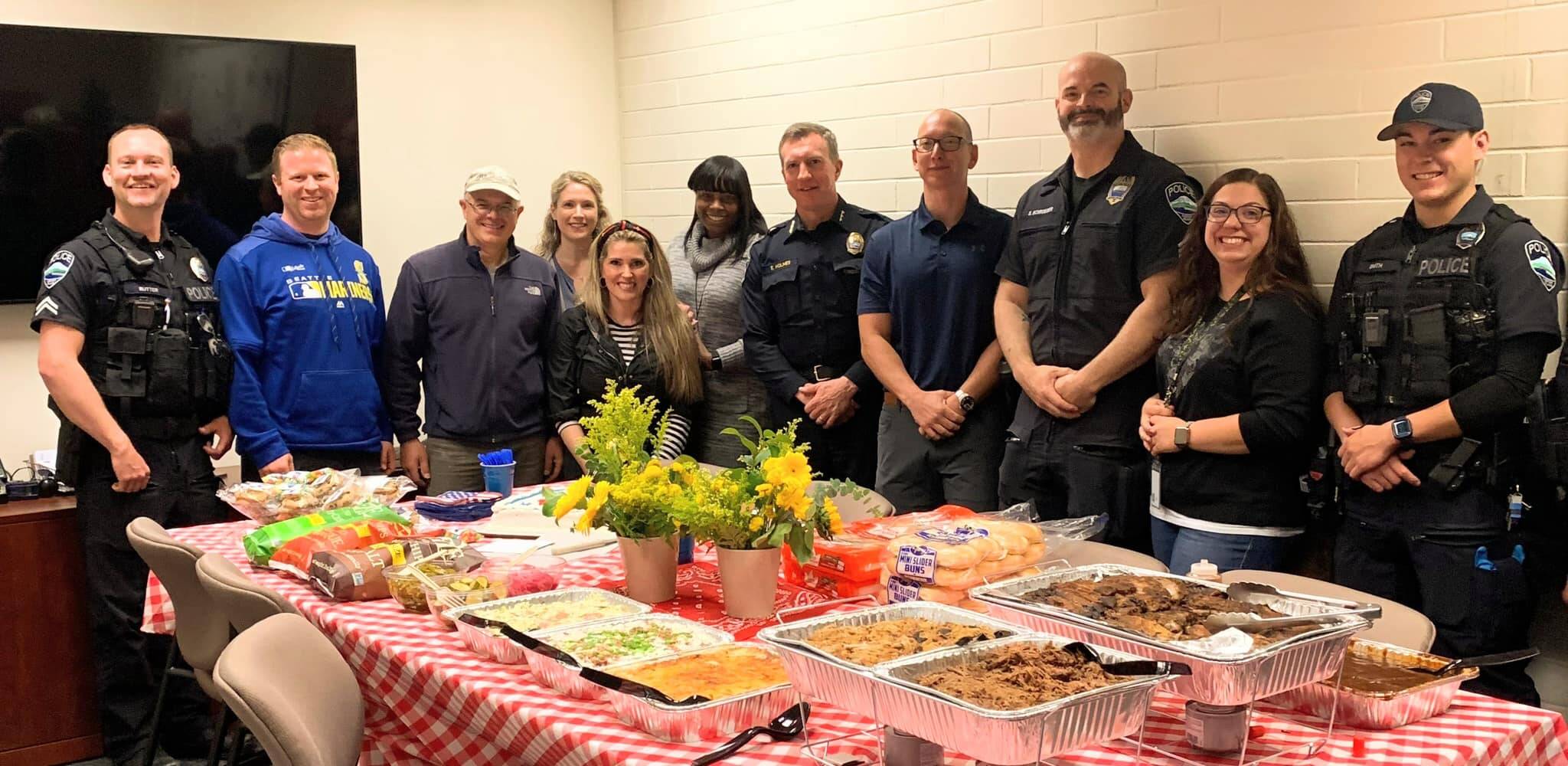 Moms for Safe Mercer Island and Deputy Mayor David Rosenbaum recently provided lunch for the Mercer Island Police Department in recognition of National Police Week. “We are grateful and humbled to have the support of the community we serve,” reads a police statement on its Facebook page. In other police department news, its school resource officer program was recently awarded the Community Leadership Award at the Washington Association of School Administrators regional awards ceremony. The police department and the school district have partnered for the past 25 years to support the Island’s youth through the program. Courtesy photo