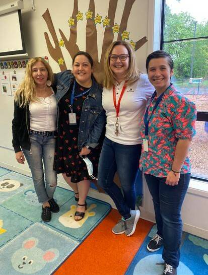 Photo courtesy of Déborah Fiau
From left to right: Rita Circhirillo, teachers assistant; Marlene Vail, American teacher; Deborah Fiaux, French teacher; Jules Parker, educational assistant.