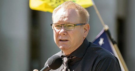 Rep. Robert Sutherland at a "March For Our Rights" rally in Olympia in 2019. (Washington State House Republicans)