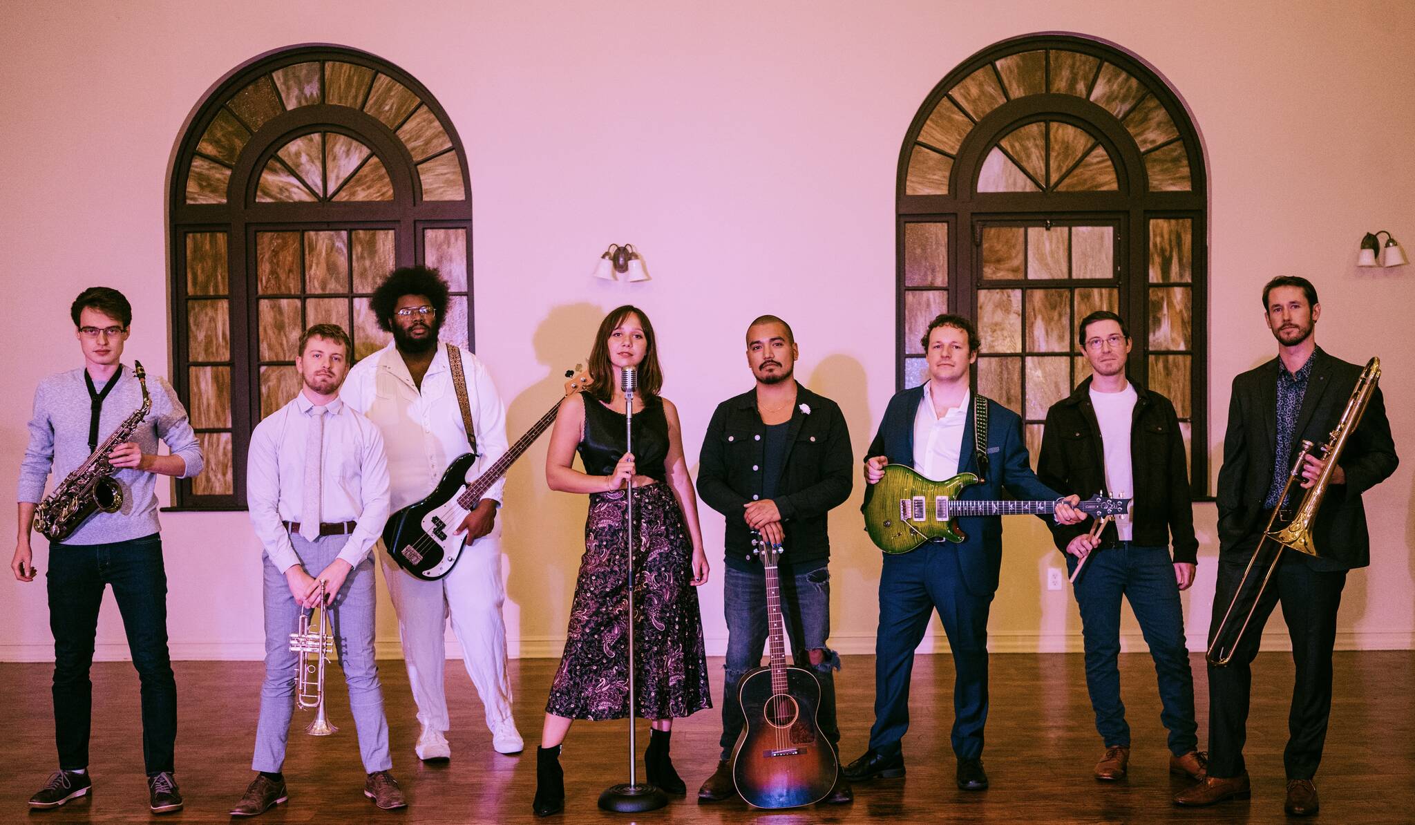 Lindstrom and The Limit, from left to right, Evan Lorbecki, Tyler Stevens, Shaun Crawford, Nikki Pope, Aaron Lindstrom, Dave Thurston, Eric Stevens and Quinn Christopherson. Photo courtesy of Joanne Leadbetter