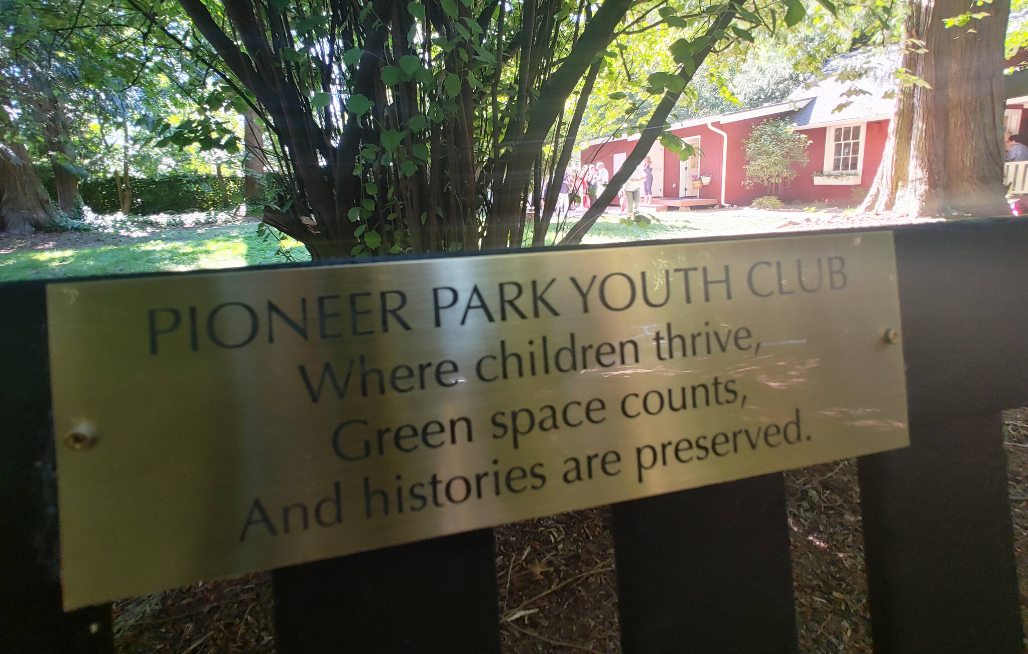 Signage on a bench adjacent to the donor pavers. Andy Nystrom/ staff photos