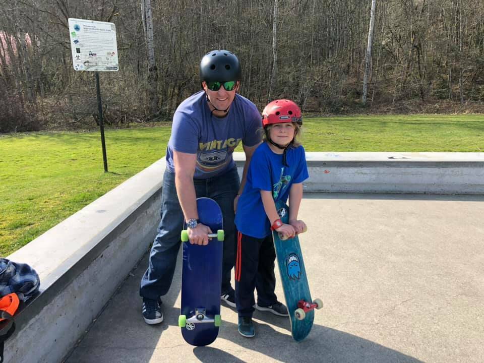 Kirk Robinson and his son Levi skateboarding on Mercer Island. Courtesy photo