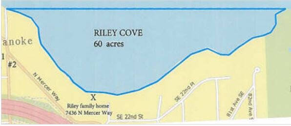 The United States Board on Geographic Names has approved the name Riley Cove for a bay on the northern coast of Mercer Island. Courtesy of the Mercer Island Historical Society