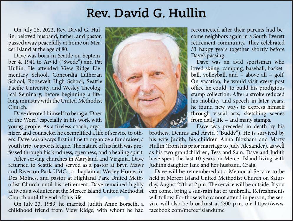 Rev. David G. Hullin | Obituary