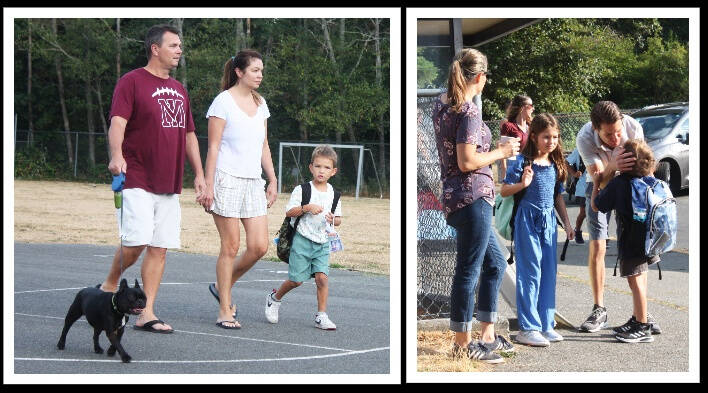 West Mercer Elementary School students and their parents soaked up the sunshine on the first day of school on Aug. 31. Mercer Island School District students in grades 1-12 headed back to classes on that day. Photos by Andy Nystrom/ staff
