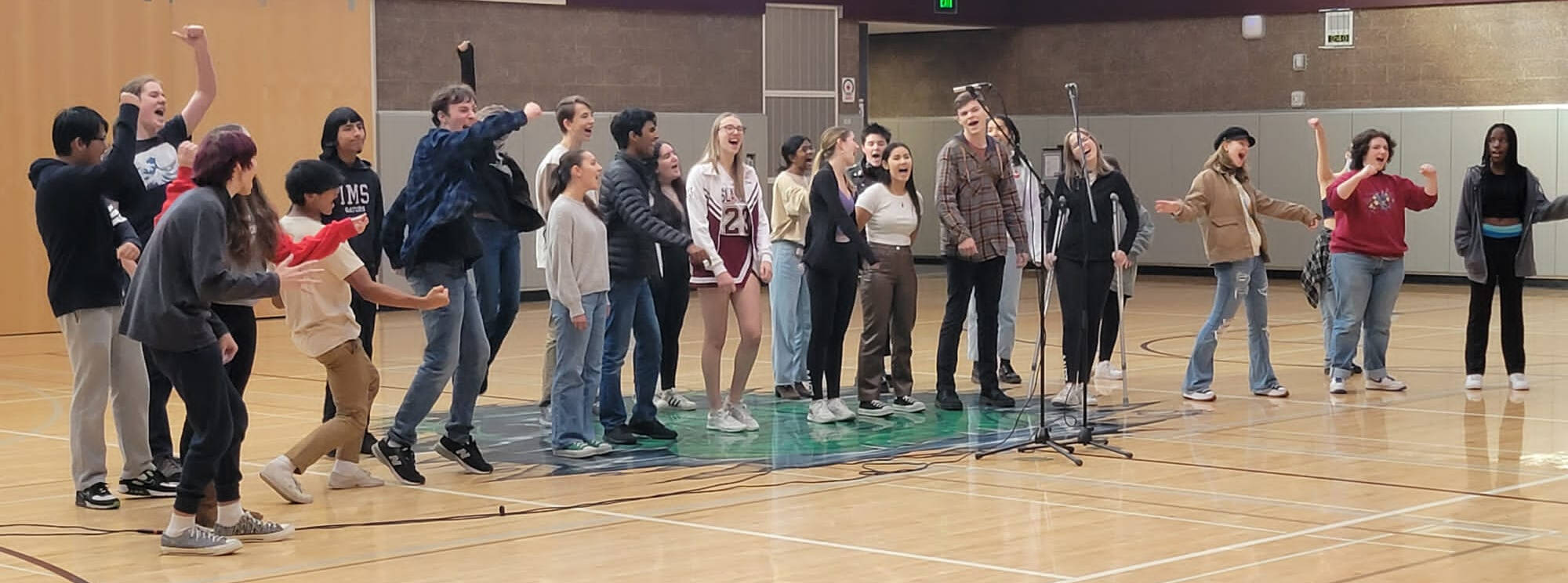 Mercer Island High School drama students performed a scene/song for Islander Middle School students on Oct. 27. Photo courtesy of the Mercer Island High School Drama Department