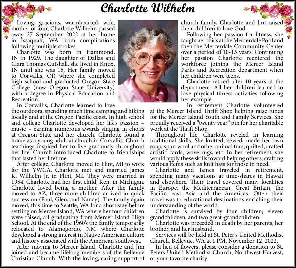 Charlotte Wilhelm | Obituary