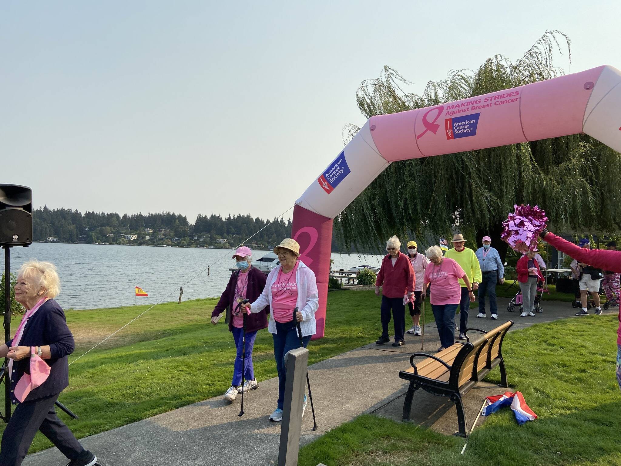 Mercer Island Covenant Living at the Shores residents and employees participated in their recent 8th Annual Making Strides Against Breast Cancer walk in support of the local American Cancer Society. The team started back in 2015 when captain Roxanne Helleren was going through her personal battle with breast cancer. This year, residents raised almost $6,000 to support breast cancer research and programs. Courtesy photo
