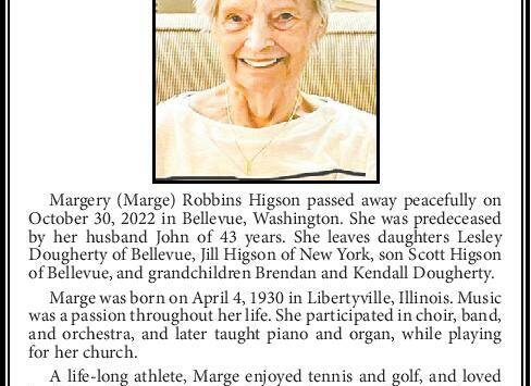 Margery Robbins Higson | Obituary