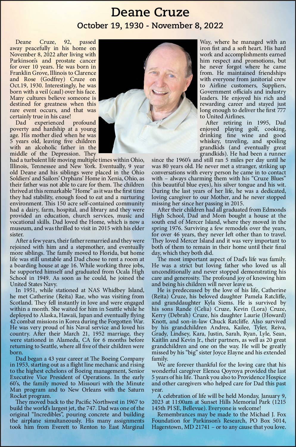 Deane Cruze | Obituary