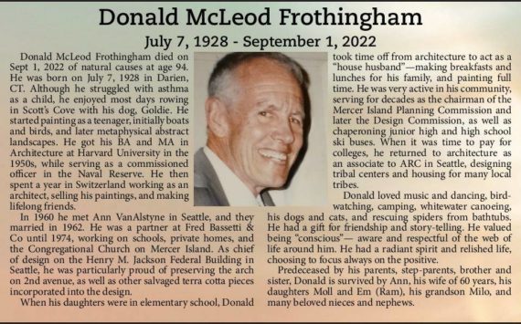 Donald McLeod Frothingham | Obituary