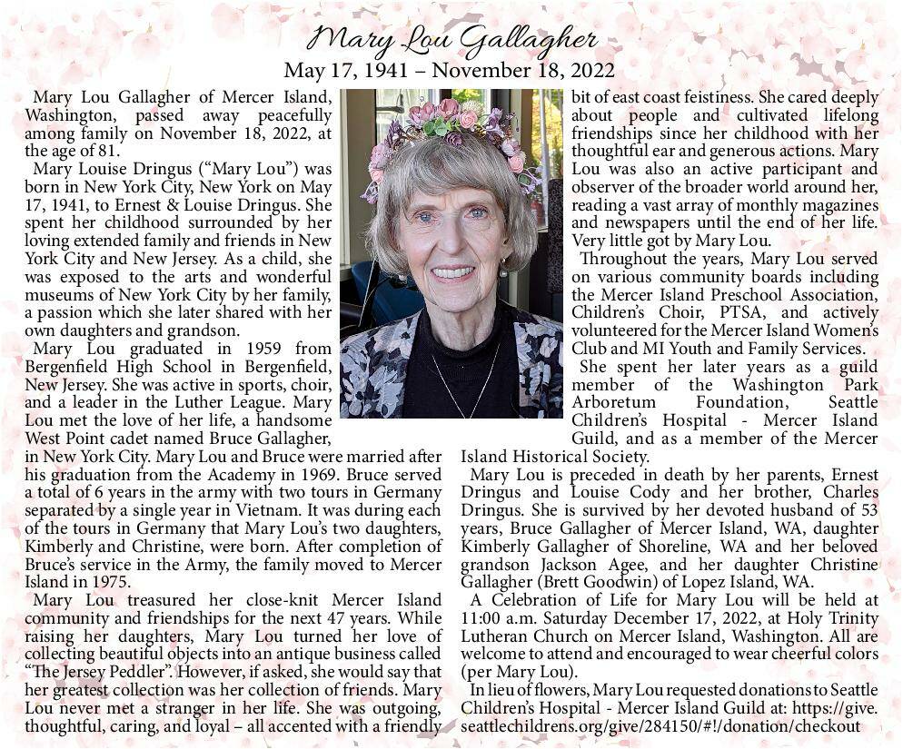 Mary Lou Gallagher | Obituary