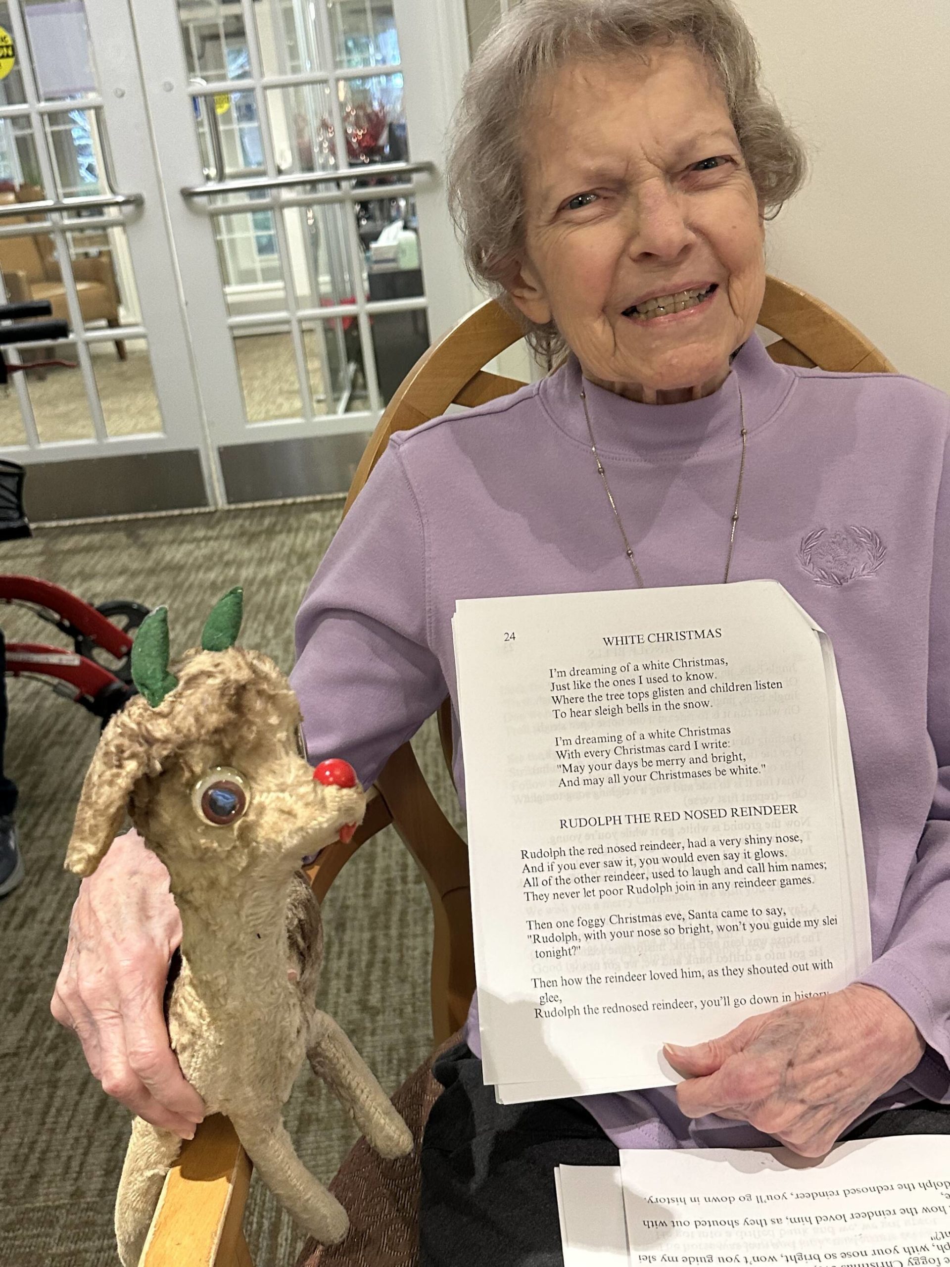 Mercer Islander Verna Johnson, a 90-year-old retired minister’s wife, got this Rudolph stuffed animal in 1939 for Christmas (the year Montgomery Ward introduced the world to “the red-nosed reindeer”). She has kept it all these years, including moves from New York to Illinois to Saskatchewan to Washington. Photo courtesy of Greg Asimakoupoulos