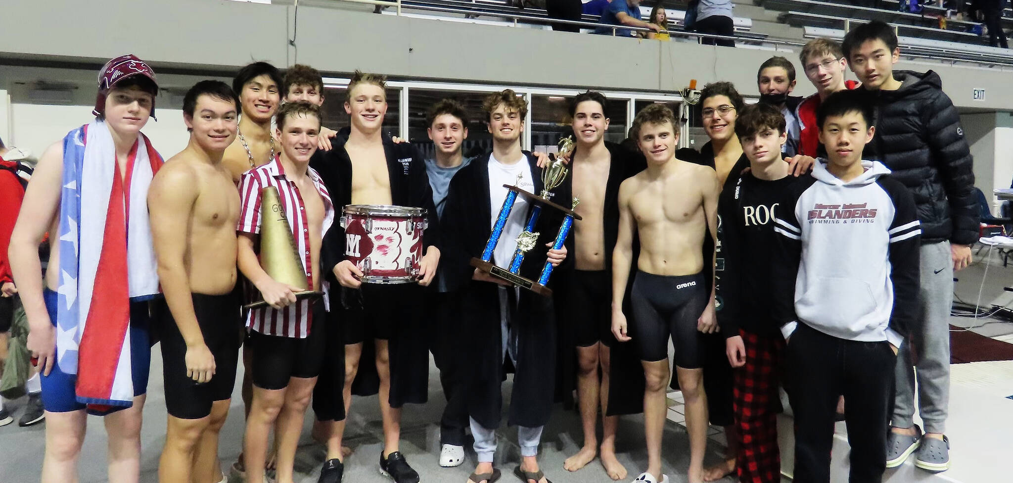 The Mercer Island High School boys swim and dive team at the Kentridge Invitational. Photo courtesy of Craig Nisgor