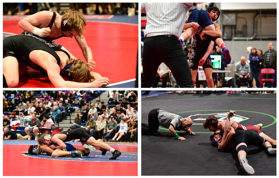 Mercer Island High School wrestlers compete at the 3A KingCo championship tournament on Feb. 4 at Juanita High School. Photos courtesy of Aaron Koopman