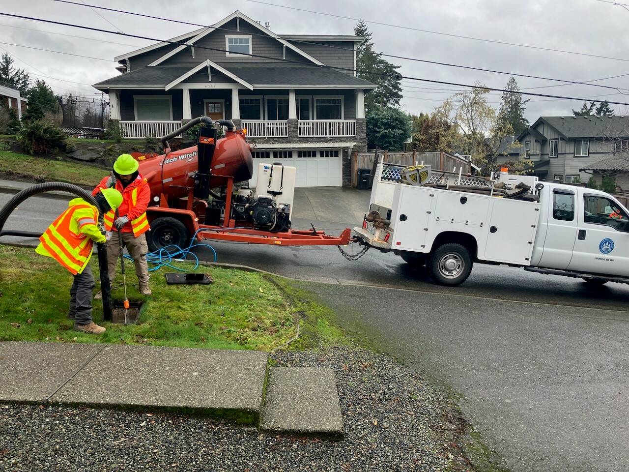 Mercer Island employees begin work on the city’s water meter replacement project. Photo courtesy of the city of Mercer Island