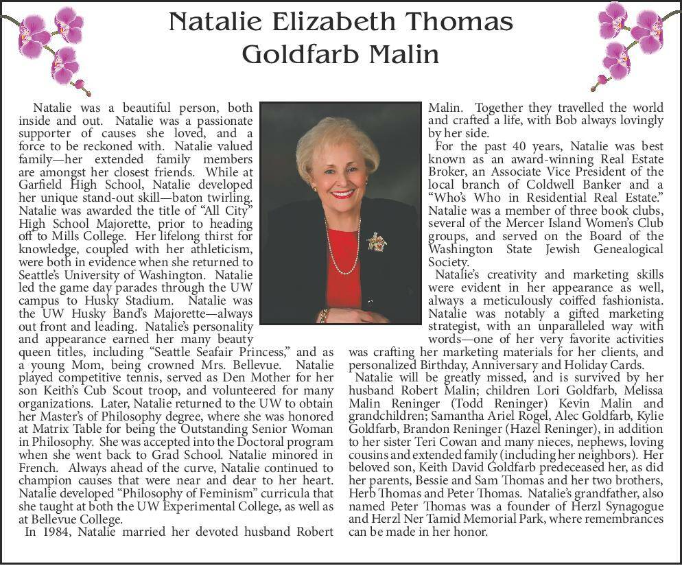 Natalie Elizabeth Thomas Goldfarb Malin | Obituary