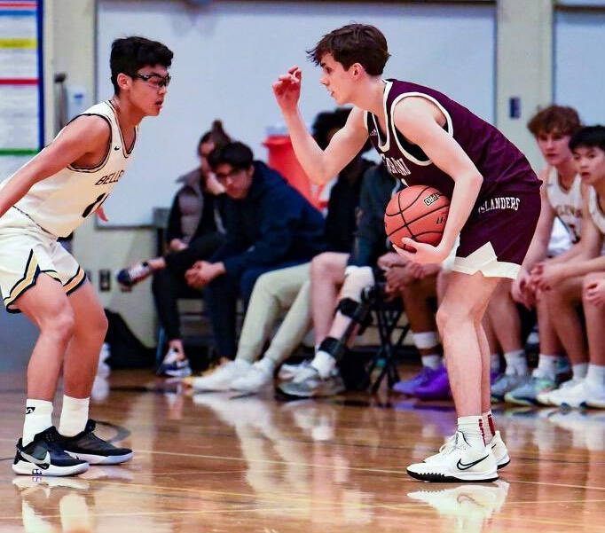 Mercer Island High School’s Derek Nordale, right, competes in a 3A KingCo game against Bellevue High School. Courtesy photo