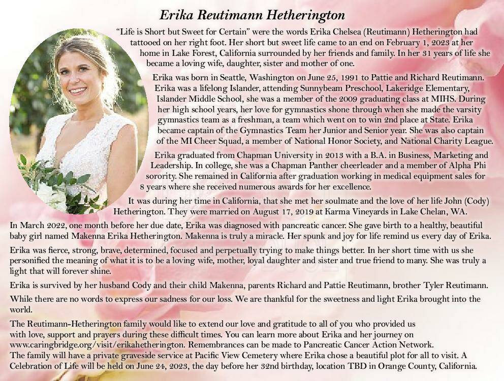 Erika Reutimann Hetherington | Obituary