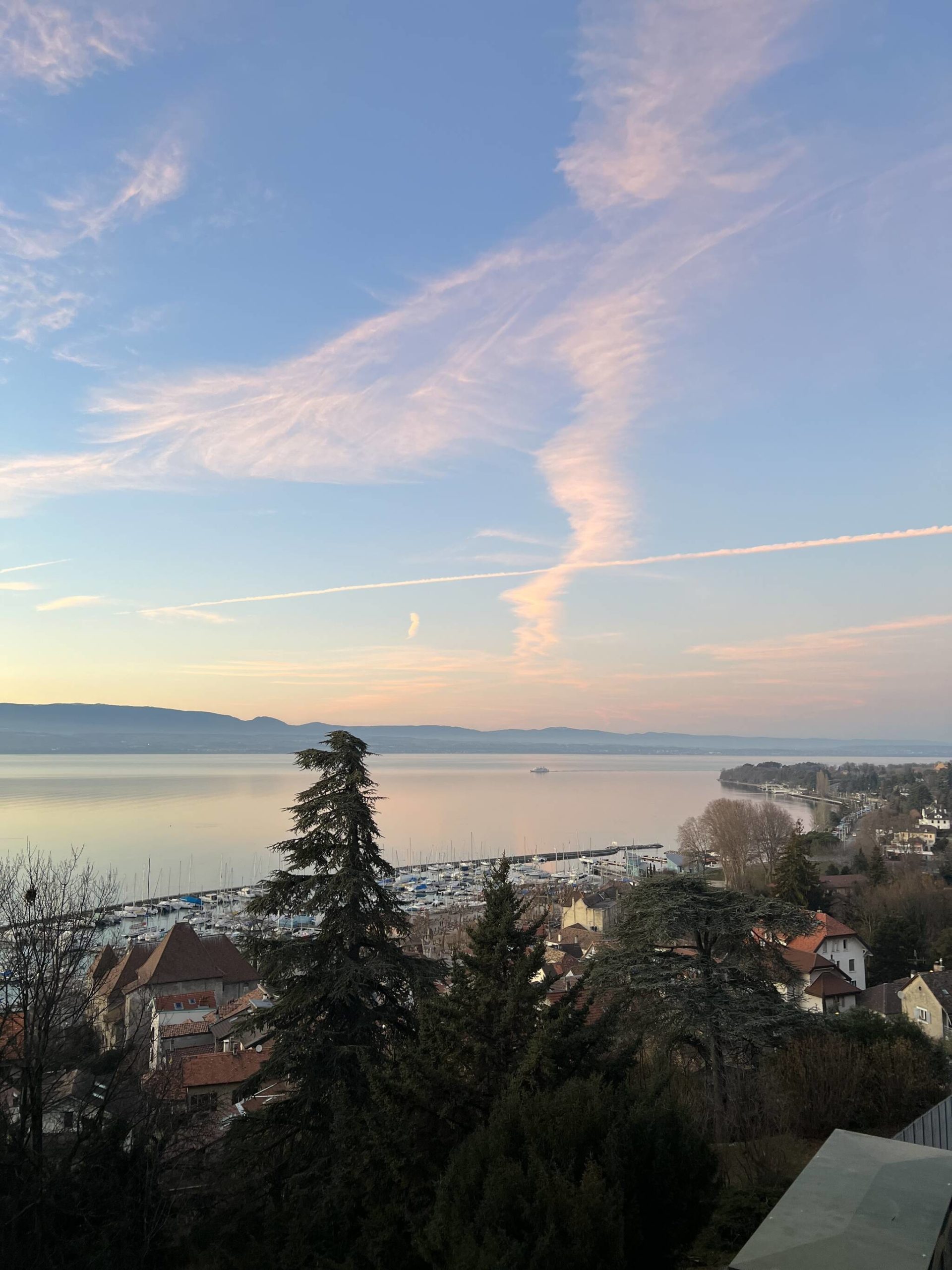 Les élèves du lycée de Mercer Island ont découvert des paysages époustouflants lors de leur voyage de 10 jours à Thonon-les-Bains, en France.  Ici, le lac Léman est photographié depuis la ville.  Photo publiée avec l'aimable autorisation d'Emma Stefan