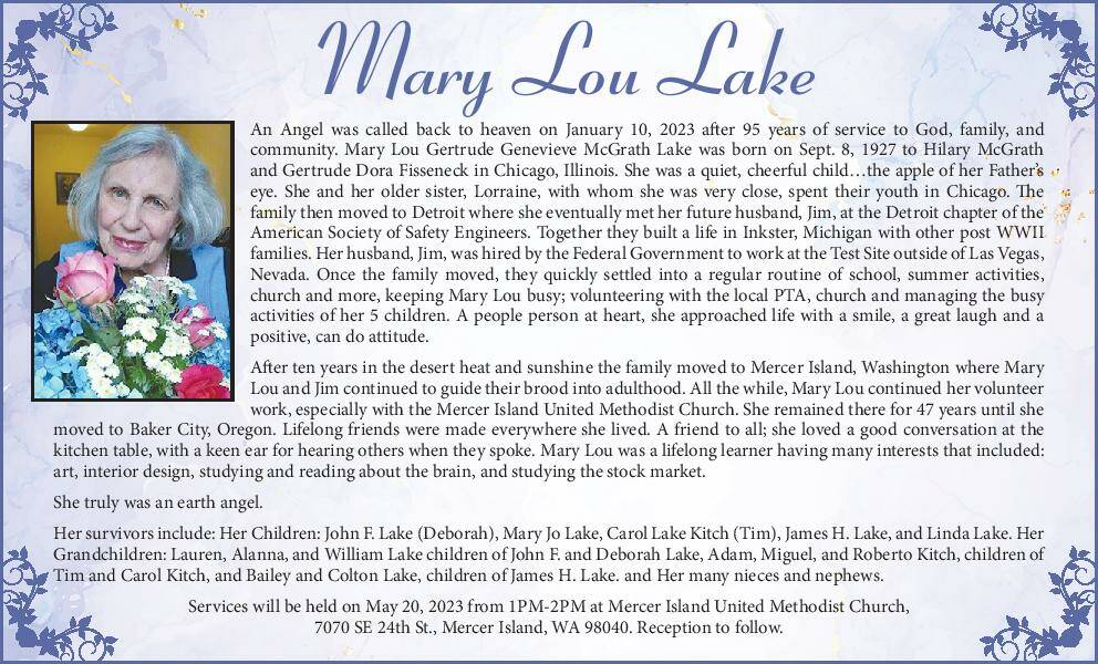 Mary Lou Lake | Obituary