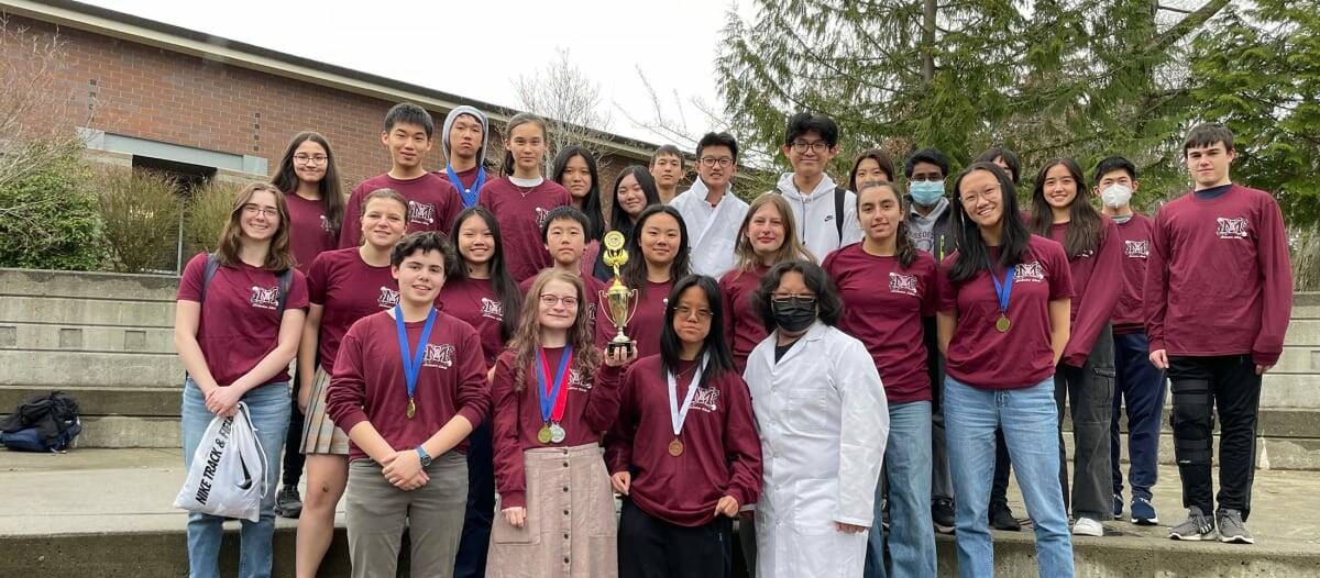 The Mercer Island High School Science Club took three teams to the regional Science Olympiad in Longview on March 4 and earned an overall third-place ranking and won four events. The locals placed first in the astronomy, disease detectives, fermi questions and rocks and minerals competitions, and took second in the dynamic planet and remote sensing competitions. Rita Harvey, physics and chemistry teacher, co-chair of the science department and the team’s adviser, said: “This is an amazing feat for our teams as some of our competitors came from STEM schools.” Team A of the three teams advances to the state competition, which takes place on April 15 at Eastern Washington University. The national tournament is on May 20 in Wichita, Kansas, at Wichita State University. Photo courtesy of the Mercer Island School District