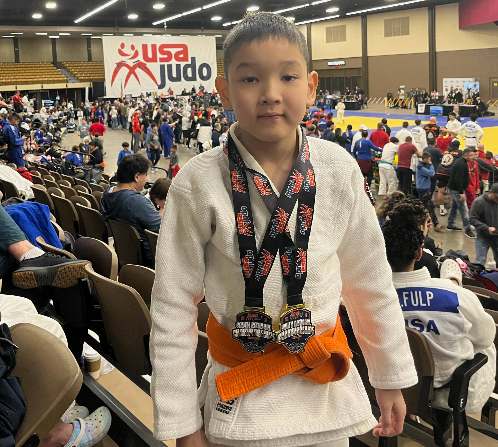 Northwood Elementary School student Mikhail Zulaev won a pair of titles at the USA JUDO Youth National Championships from March 18-19 in Lubbock, Texas. Mikhail, who trains at the Washington Judo Academy, won the Bantam 4 male/under 30 kg and the Bantam 5 male/under 29 kg divisions. Islander Jayne Loo of the Budokan Judo Dojo-Japanese Cultural & Community Center of Washington placed first in the IJF junior female/under 48 kg division. She was a 2022 Junior World Team member and 2022 Junior Olympic bronze medalist. Courtesy photo