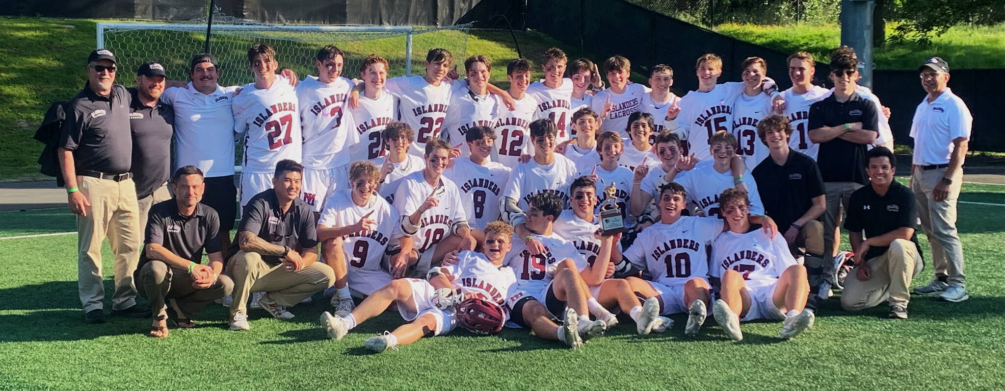 Mercer Island High School’s boys lacrosse team beat Bellevue High School, 11-7, to notch the 3A state championship on May 27 at the Starfire Sports Complex in Tukwila. Photo courtesy of the Mercer Island School District