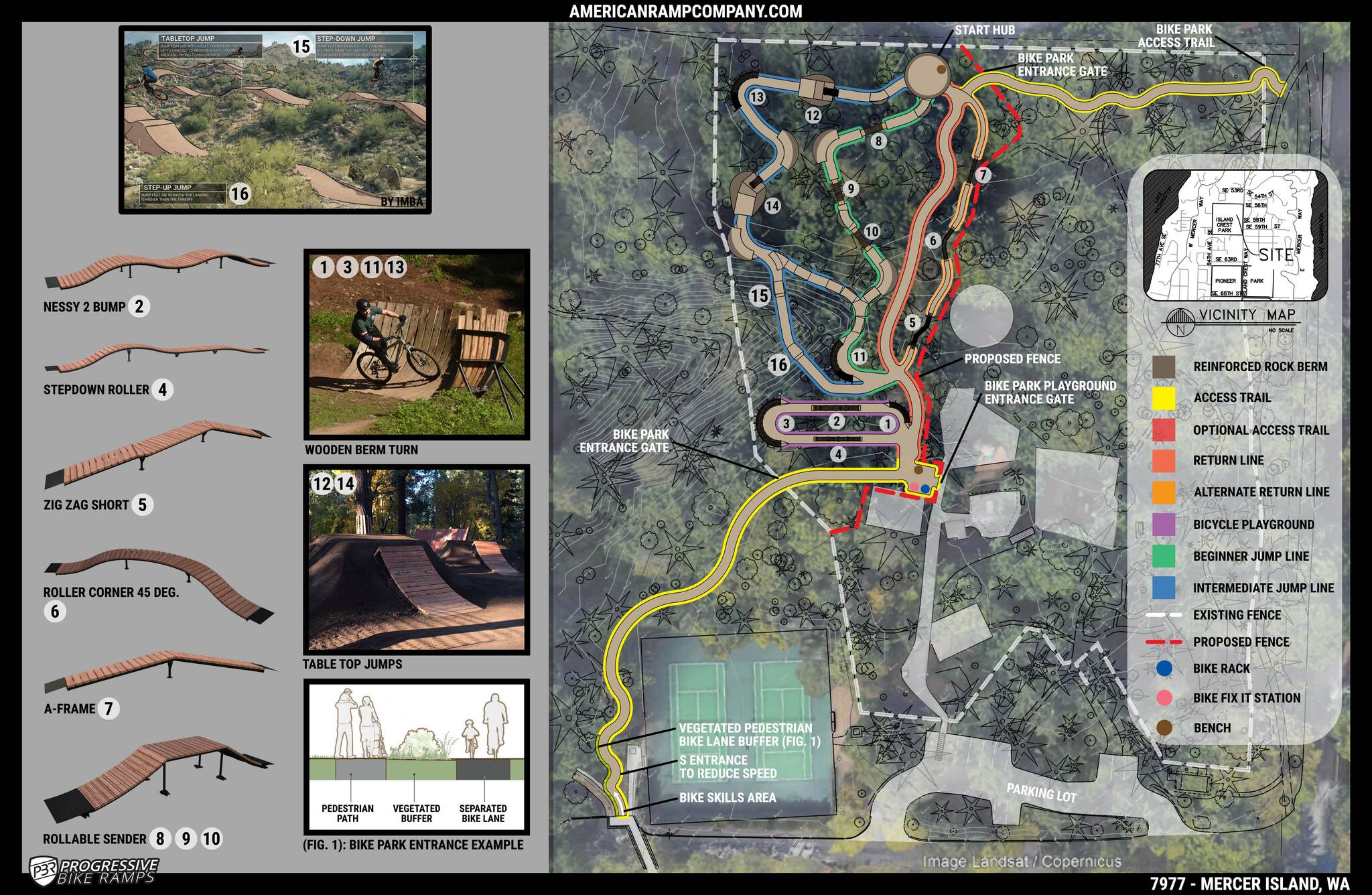 An American Ramp Company Mercer Island Bike Skills Area design. Graphic courtesy of the city of Mercer Island