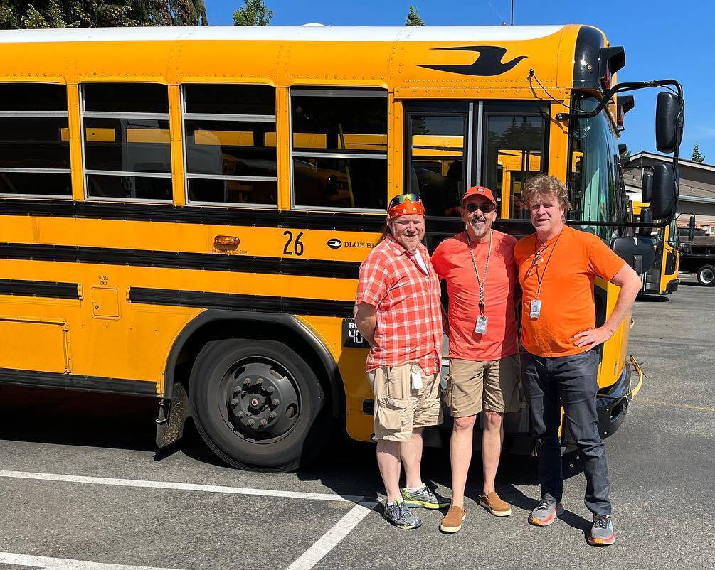 The Mercer Island School District transportation staff joined a plethora of teachers and other staff by wearing orange to support National Gun Violence Awareness Day on June 2. Photo courtesy of the Mercer Island School District