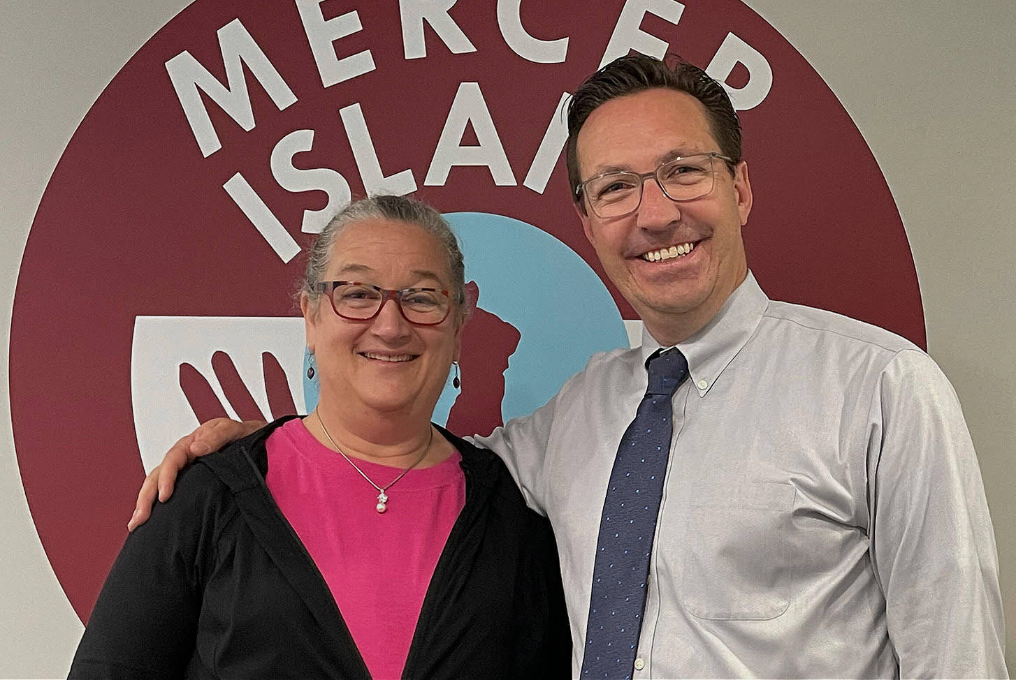 Mercer Island Education Association President Sally Loeser and Mercer Island School District Superintendent Dr. Fred Rundle. Photo courtesy of the Mercer Island School District