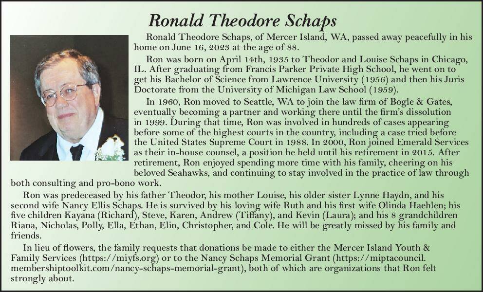 Ronald Theodore Schaps | Obituary
