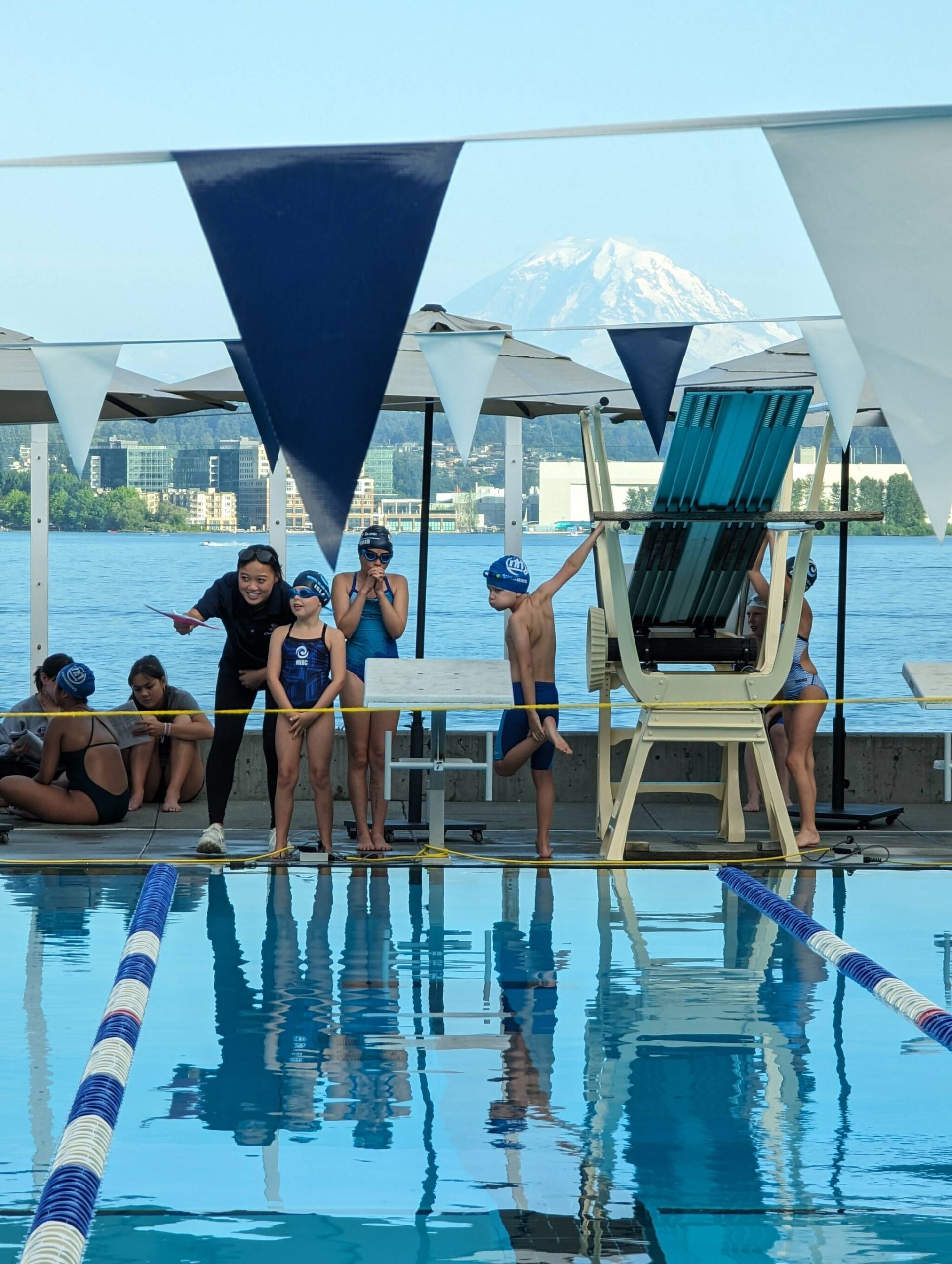 Mercer Island Beach Club swimmers prepare for action. Photo courtesy of Nina Thatcher