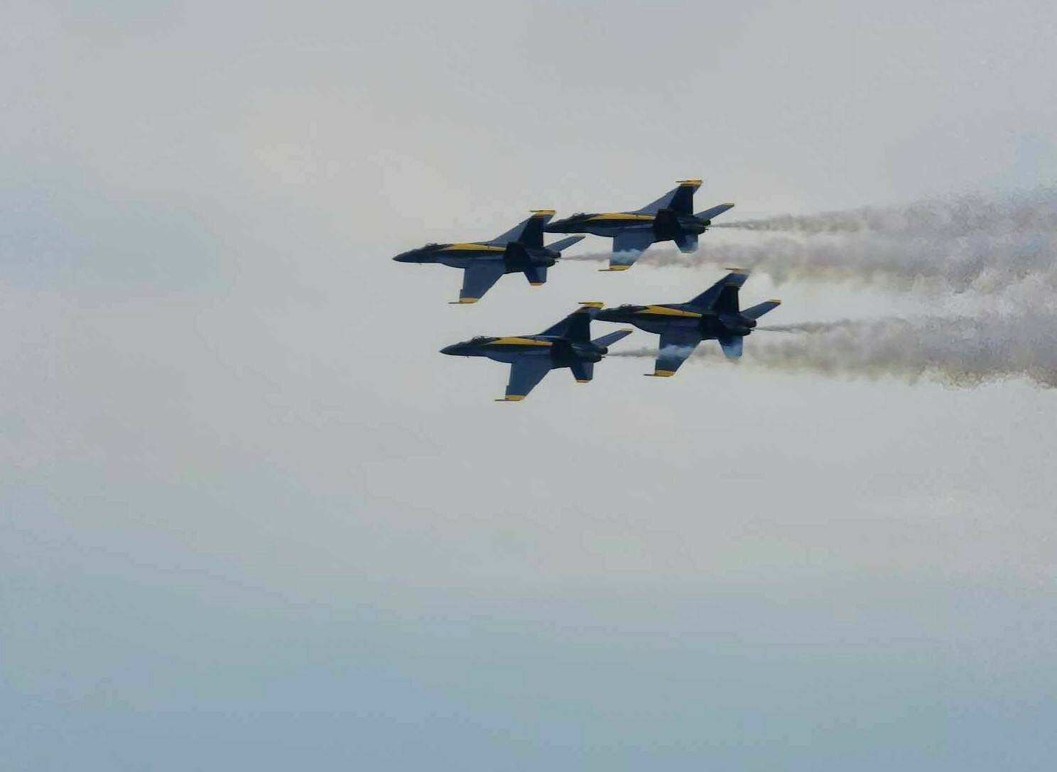 The U.S. Navy Blue Angels perform aerial maneuvers during the Boeing Seafair Airshow over the weekend of Aug. 4-6. Photo courtesy of Lindsey Tusing/ Mercer Island Police Department
