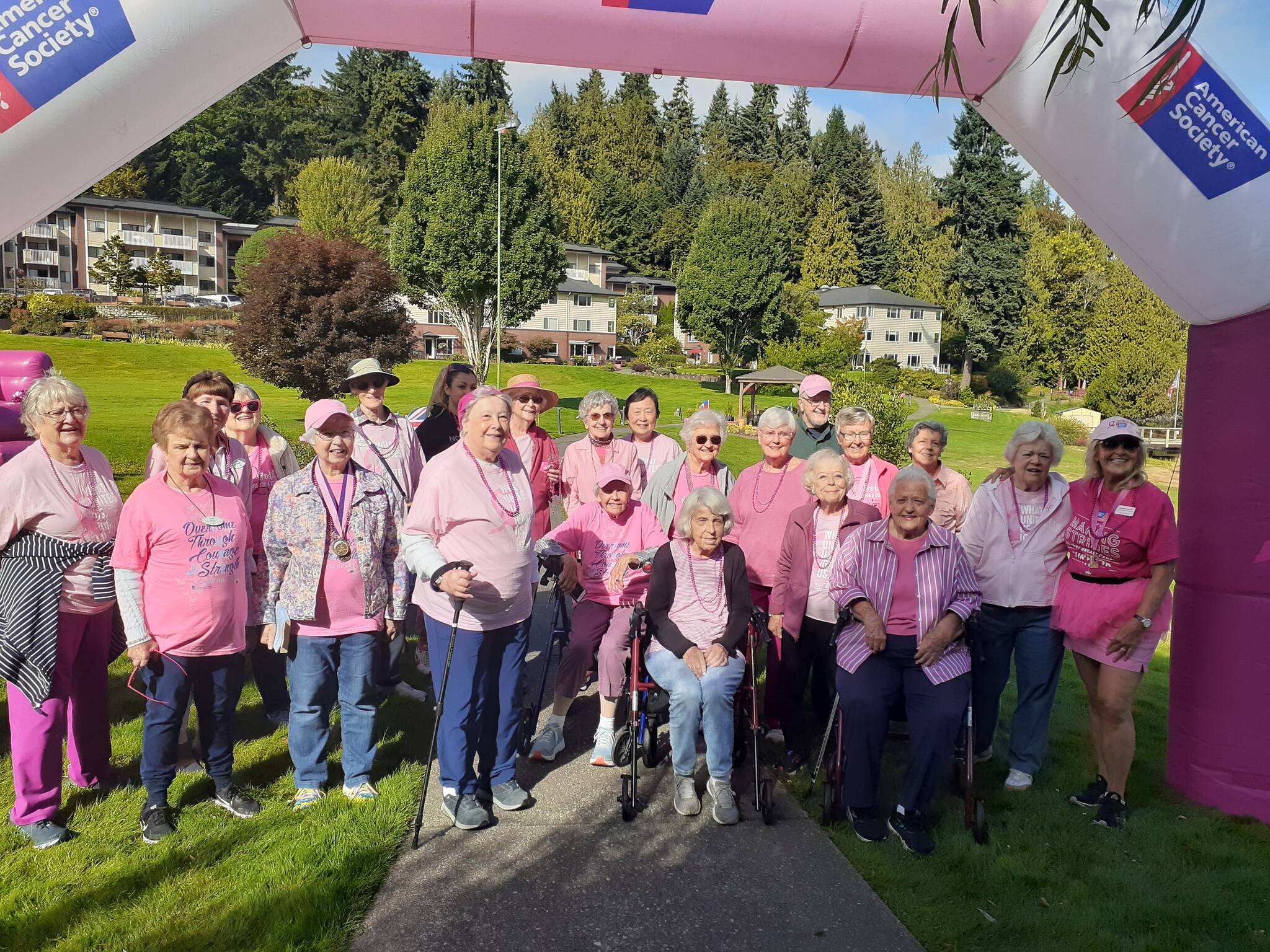 Mercer Island Covenant Living at the Shores residents and employees participated in their ninth annual Making Strides Against Breast Cancer to support the American Cancer Society (ACS). Those resident cancer survivors made the first lap of the walk to kick things off. So far, residents and employees raised more than $4,000 to support the Seattle Making Strides. The team has been one of the top fundraisers in Seattle area every year. Roxanne Stickney, resident life director and breast cancer survivor, started the walk in 2015 to show support to campus residents and families affected by breast cancer. She is thankful for the opportunity to support ACS and the awareness it raises to save lives. For more information on the Seattle Making Strides Against Breast Cancer at Gasworks Park on Oct. 21, visit: <a href="https://tinyurl.com/mw9tf3wv" target="_blank">https://tinyurl.com/mw9tf3wv</a>. Courtesy photo