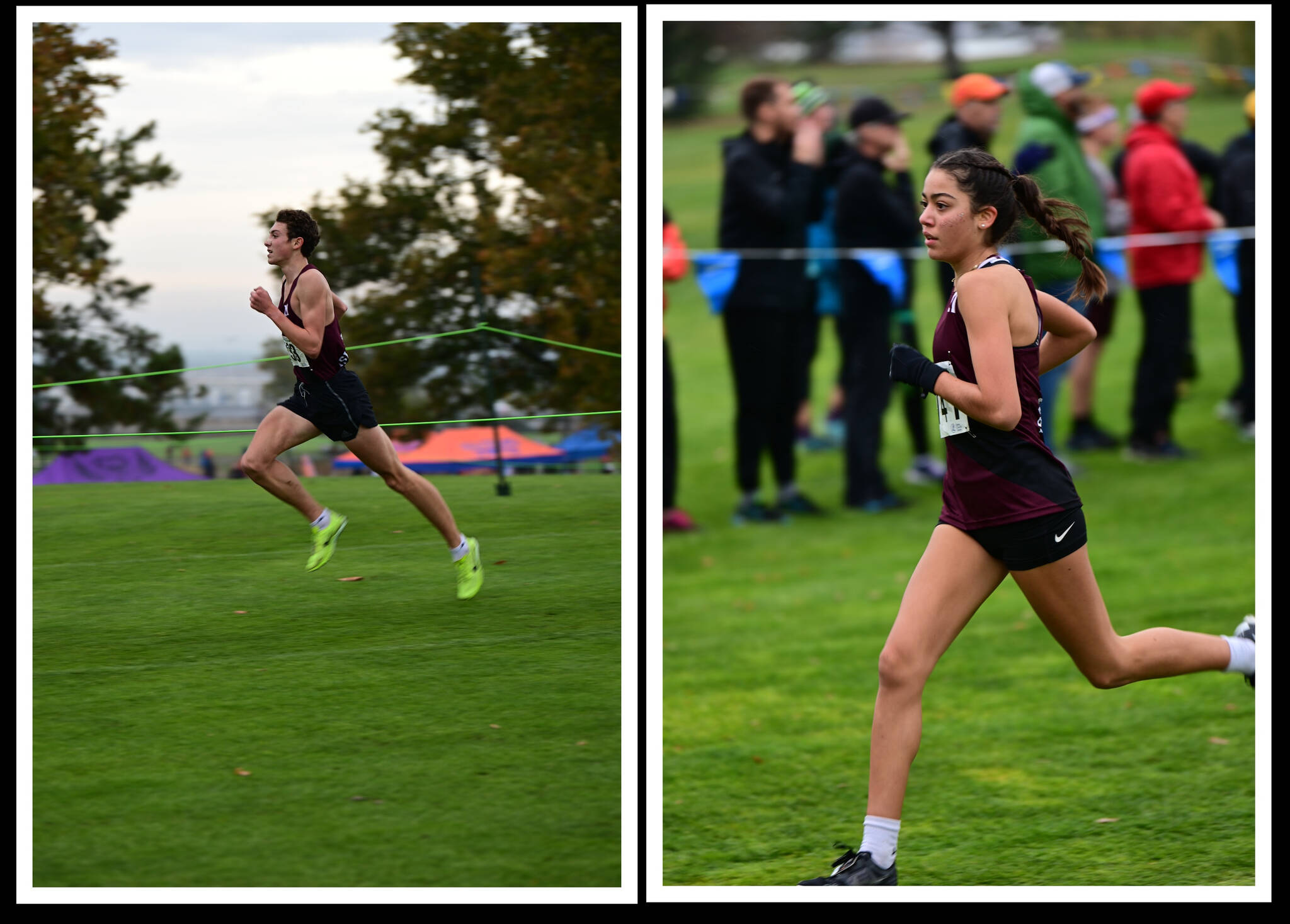 Mercer Island High School 3A state cross country champions Owen Powell and Sophia Rodriguez. Photos courtesy of Aaron Koopman