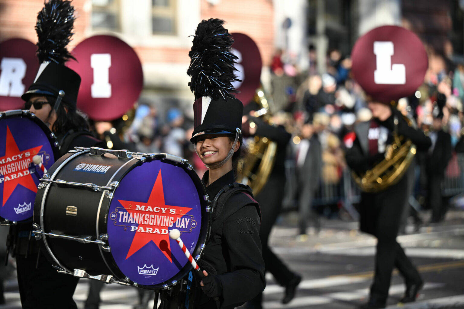 Mercer Island High School’s marching band hit the big time in the Big Apple by performing in the 97th Macy’s Thanksgiving Day Parade in New York City. Photo courtesy of James Jantos