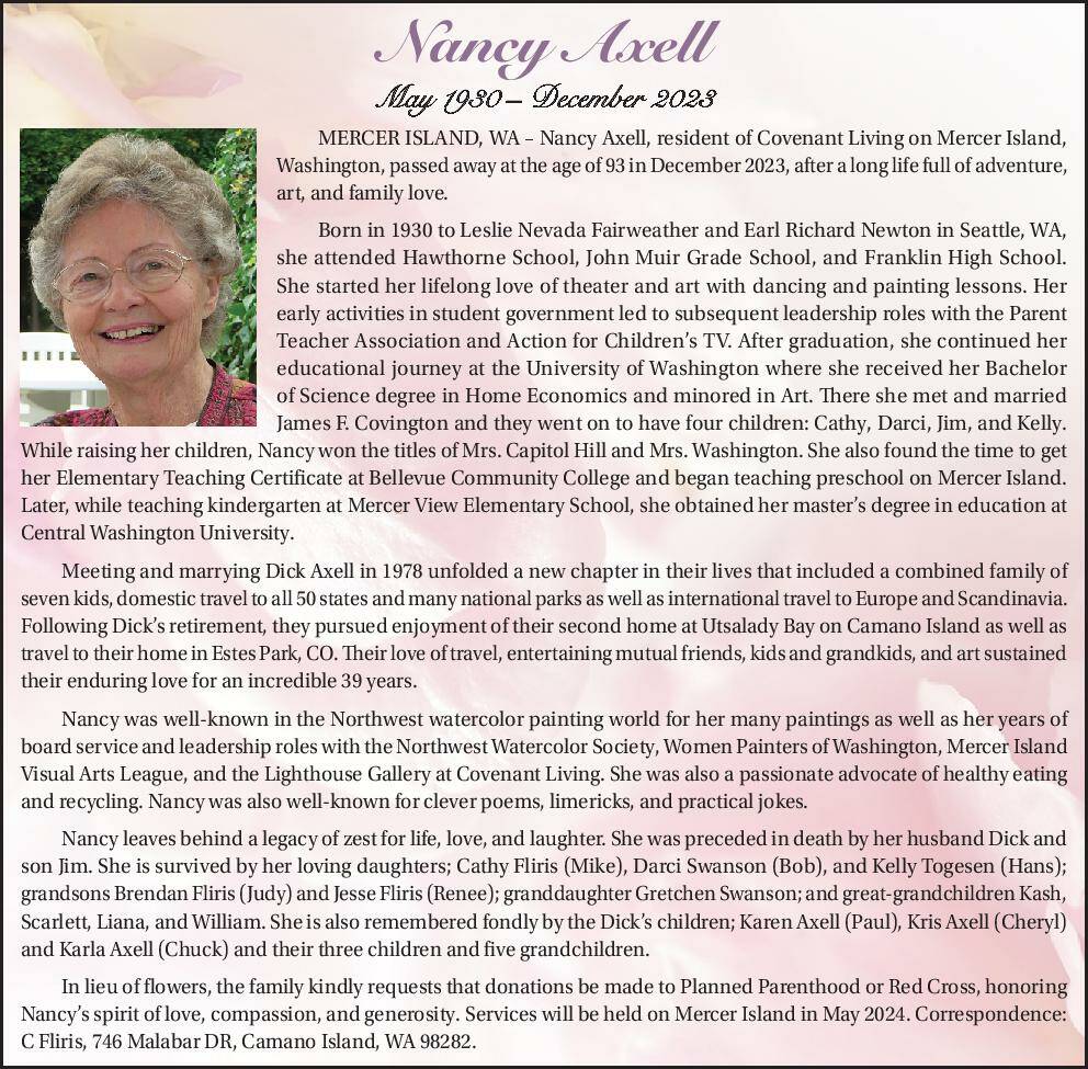 Nancy Axell | Obituary